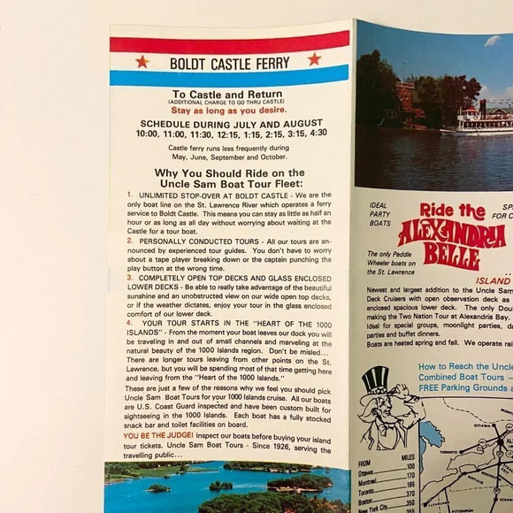 Vintage 1000 Island Uncle Sam Boat Tour Alexandria Bay NY Travel Guide Brochure - Picture 11 of 12